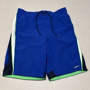 Nike Men's Swim Trunk Shorts Sz S Blue Neon Green‎ Mesh Lined
